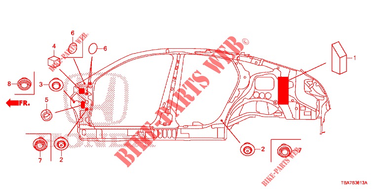 GUMMITUELLE (LATERAL) für Honda CIVIC 1.5 CONFORT 4 Türen 6 gang-Schaltgetriebe 2017