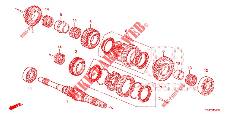 HAUPTWELLE (1.5L/2.0L) für Honda CIVIC 1.5 CONFORT 4 Türen 6 gang-Schaltgetriebe 2017