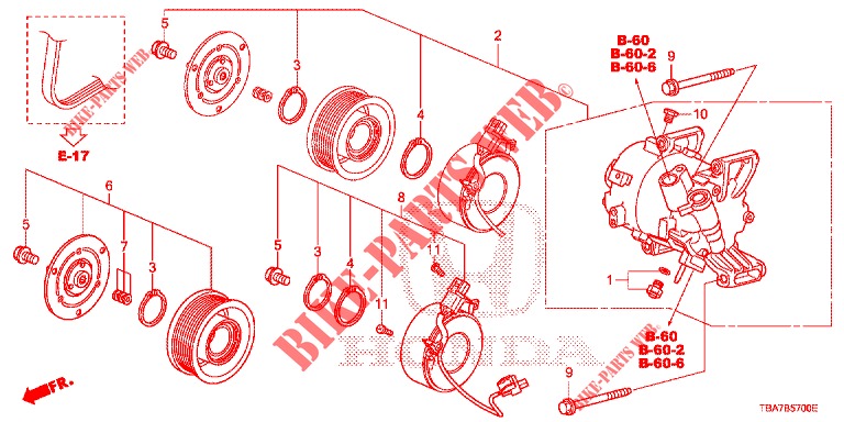 KLIMAANLAGE (COMPRESSEUR) (1.5L) für Honda CIVIC 1.5 CONFORT 4 Türen 6 gang-Schaltgetriebe 2017