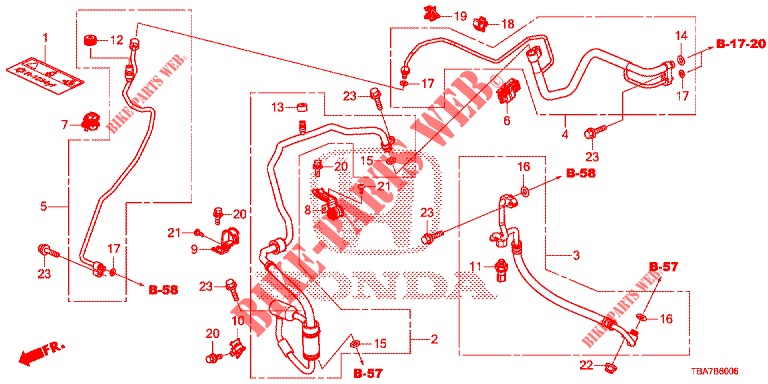 KLIMAANLAGE (FLEXIBLES/TUYAUX) (1.5L) (KG/TR) für Honda CIVIC 1.5 CONFORT 4 Türen 6 gang-Schaltgetriebe 2017