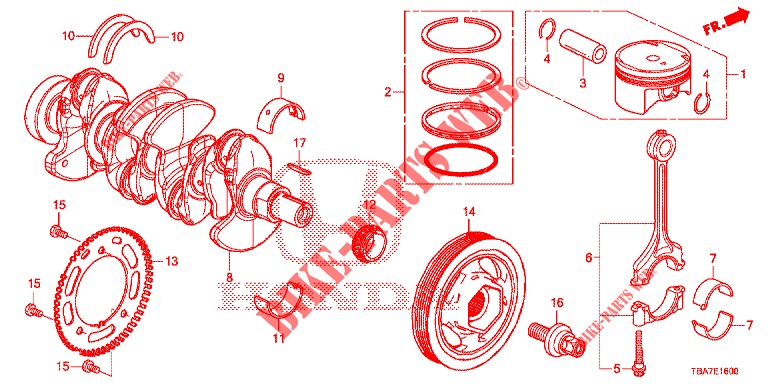 KURBELWELLE/KOLBEN (1.5L) für Honda CIVIC 1.5 CONFORT 4 Türen 6 gang-Schaltgetriebe 2017