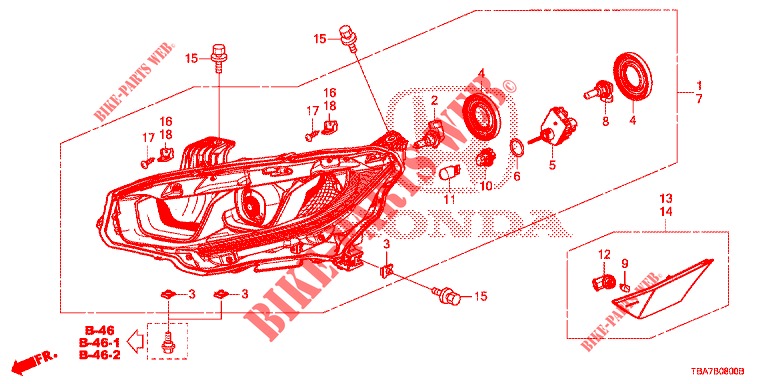 SCHEINWERFER (HALOGENE) für Honda CIVIC 1.5 CONFORT 4 Türen 6 gang-Schaltgetriebe 2017