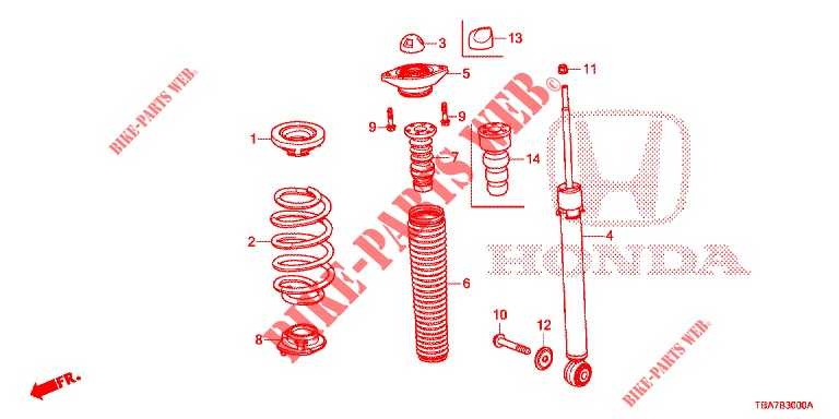 STOSSDAEMPFER HINTEN  für Honda CIVIC 1.5 CONFORT 4 Türen 6 gang-Schaltgetriebe 2017