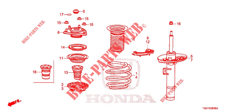 STOSSDAEMPFER, VORNE  für Honda CIVIC 1.5 CONFORT 4 Türen 6 gang-Schaltgetriebe 2017