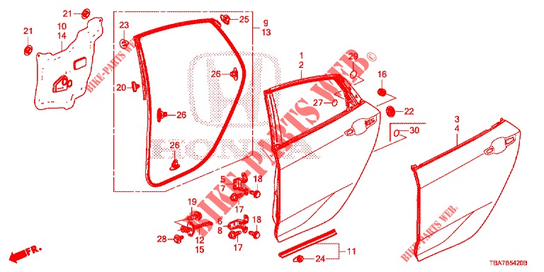 TUERBLECHE, HINTEN(4D)  für Honda CIVIC 1.5 CONFORT 4 Türen 6 gang-Schaltgetriebe 2017