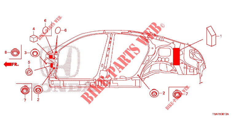 GUMMITUELLE (LATERAL) für Honda CIVIC 1.5 EXCLUSIVE 4 Türen 6 gang-Schaltgetriebe 2017