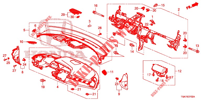 INSTRUMENTENBRETT (LH) (2) für Honda CIVIC 1.5 EXCLUSIVE 4 Türen 6 gang-Schaltgetriebe 2017