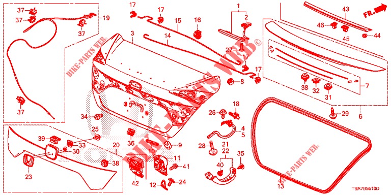 KOFFERRAUMDECKEL(4D)  für Honda CIVIC 1.5 EXCLUSIVE 4 Türen 6 gang-Schaltgetriebe 2017
