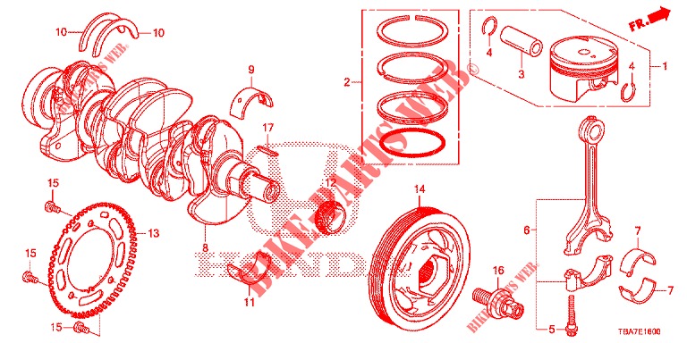 KURBELWELLE/KOLBEN (1.5L) für Honda CIVIC 1.5 EXCLUSIVE 4 Türen 6 gang-Schaltgetriebe 2017
