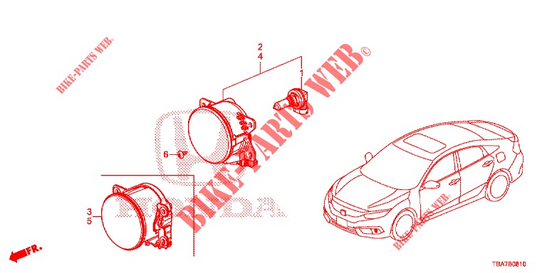 NEBELSCHEINWERFER  für Honda CIVIC 1.5 EXCLUSIVE 4 Türen 6 gang-Schaltgetriebe 2017