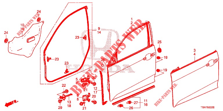 TUERTAFELN, VORNE(2D)  für Honda CIVIC 1.5 EXCLUSIVE 4 Türen 6 gang-Schaltgetriebe 2017