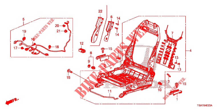 VORNE SITZKOMPONENTEN (D.) (LH) (3) für Honda CIVIC 1.5 EXCLUSIVE 4 Türen 6 gang-Schaltgetriebe 2017