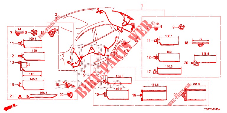 KABELBAUM (LH) (6) für Honda CIVIC 1.5 EXCLUSIVE 4 Türen vollautomatische 2017