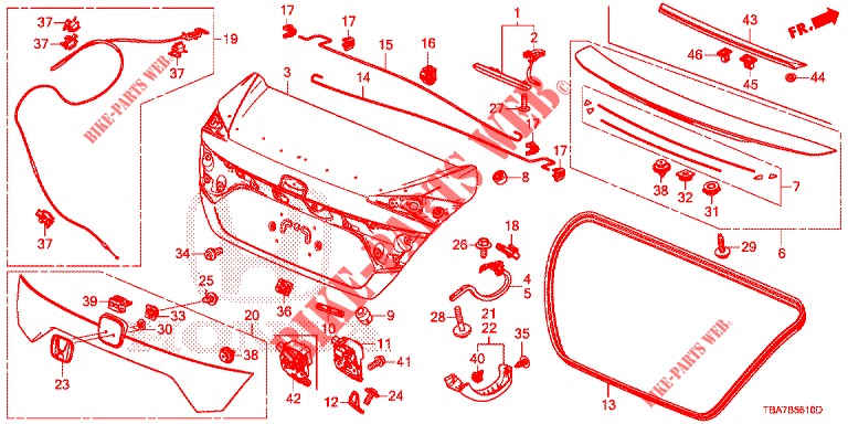 KOFFERRAUMDECKEL(4D)  für Honda CIVIC 1.5 EXCLUSIVE 4 Türen vollautomatische 2017