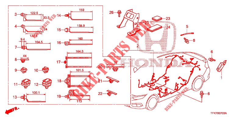KABELBAUM (LH) (4) für Honda CIVIC DIESEL 1.6 ENTRY 4 Türen 6 gang-Schaltgetriebe 2018