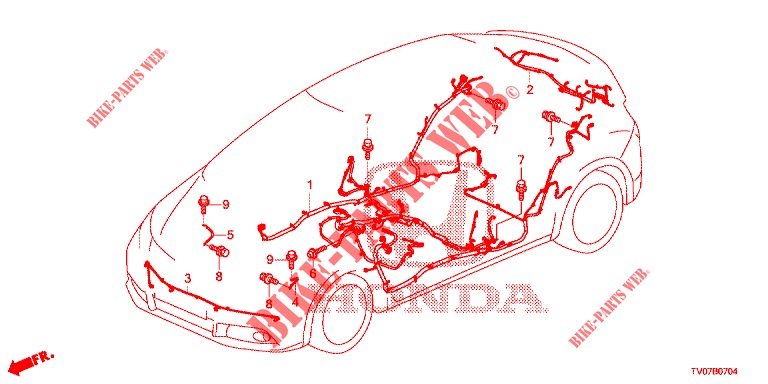 KABELBAUM (3) (LH) für Honda CIVIC 1.8 EXECUTIVE 5 Türen 5 gang automatikgetriebe 2012