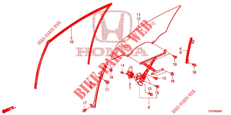 TUERFENSTER, VORNE/REGLER  für Honda CIVIC DIESEL 2.2 ELEGANCE 5 Türen 6 gang-Schaltgetriebe 2012