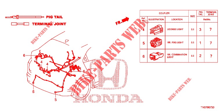 ELEKTR. STECKVERBINDER (ARRIERE) für Honda CIVIC 1.4 COMFORT 5 Türen 6 gang-Schaltgetriebe 2013