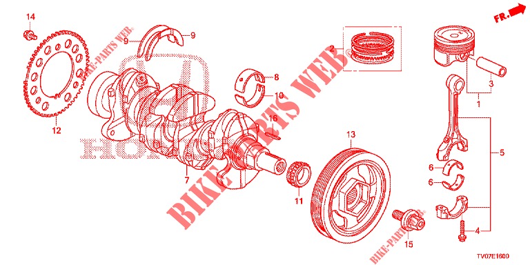 KURBELWELLE/KOLBEN (1.4L) für Honda CIVIC 1.4 COMFORT 5 Türen 6 gang-Schaltgetriebe 2013