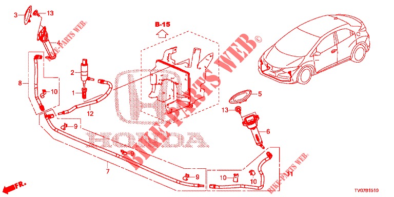 SCHEINWERFERWASCHER(S)  für Honda CIVIC 1.4 COMFORT 5 Türen 6 gang-Schaltgetriebe 2013