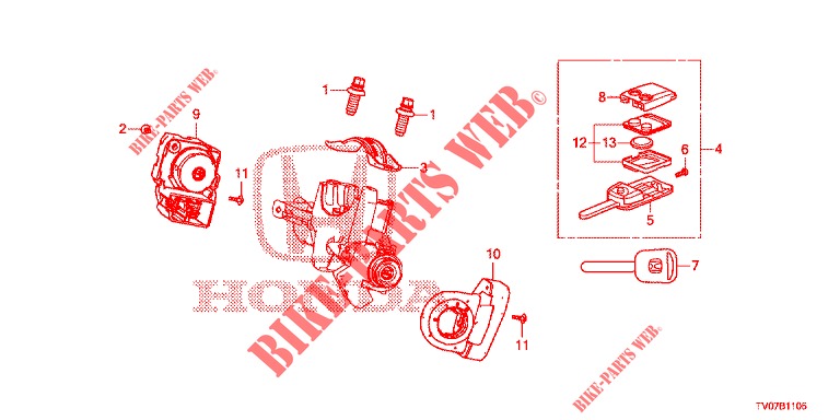 SCHLIESSZYLINDER KOMPONENTEN  für Honda CIVIC 1.4 COMFORT 5 Türen 6 gang-Schaltgetriebe 2013