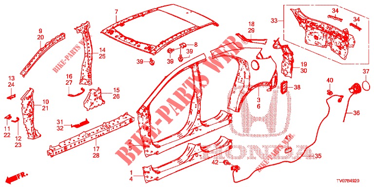 AUSSENBLECHE/TAFEL, HINTEN  für Honda CIVIC 1.4 EXECUTIVE 5 Türen 6 gang-Schaltgetriebe 2013