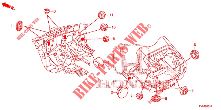 GUMMITUELLE (ARRIERE) für Honda CIVIC 1.4 EXECUTIVE 5 Türen 6 gang-Schaltgetriebe 2013