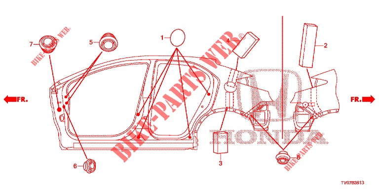 GUMMITUELLE (LATERAL) für Honda CIVIC 1.4 EXECUTIVE 5 Türen 6 gang-Schaltgetriebe 2013
