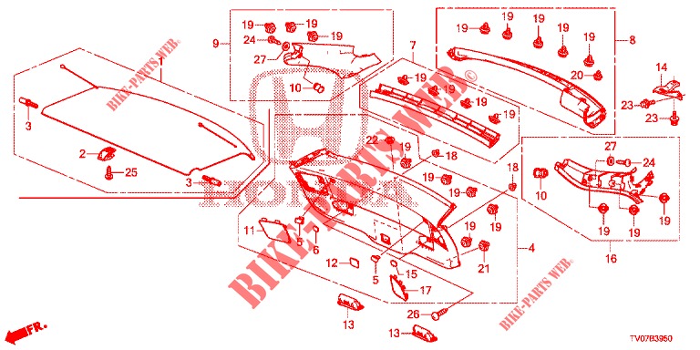 HECKKLAPPENVERKLEIDUNG/ TAFELVERKLEIDUNG, HINTEN(2D)  für Honda CIVIC 1.4 EXECUTIVE 5 Türen 6 gang-Schaltgetriebe 2013