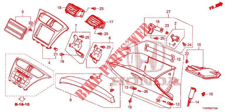 INSTRUMENT, ZIERSTUECK (COTE DE PASSAGER) (LH) für Honda CIVIC 1.4 EXECUTIVE 5 Türen 6 gang-Schaltgetriebe 2013