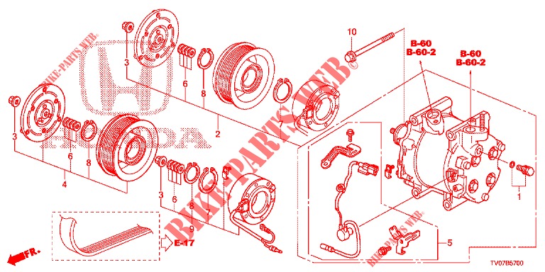 KLIMAANLAGE (COMPRESSEUR) (1.4L) für Honda CIVIC 1.4 EXECUTIVE 5 Türen 6 gang-Schaltgetriebe 2013