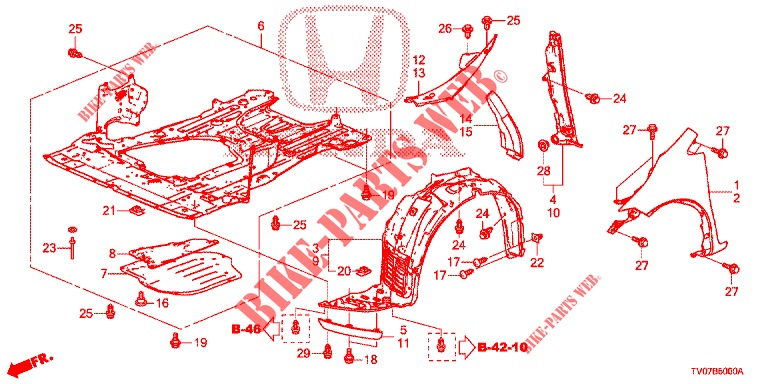 KOTFLUEGEL, VORNE  für Honda CIVIC 1.4 EXECUTIVE 5 Türen 6 gang-Schaltgetriebe 2013