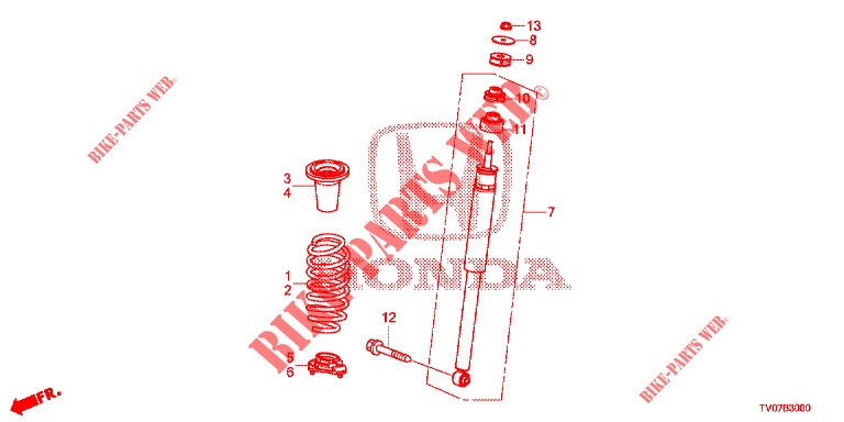 STOSSDAEMPFER HINTEN  für Honda CIVIC 1.4 EXECUTIVE 5 Türen 6 gang-Schaltgetriebe 2013