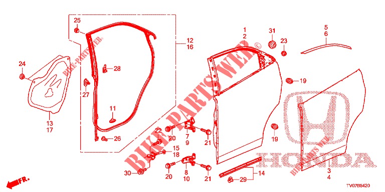 TUERBLECHE, HINTEN(4D)  für Honda CIVIC 1.4 EXECUTIVE 5 Türen 6 gang-Schaltgetriebe 2013