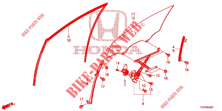 TUERFENSTER, VORNE/REGLER  für Honda CIVIC 1.4 EXECUTIVE 5 Türen 6 gang-Schaltgetriebe 2013