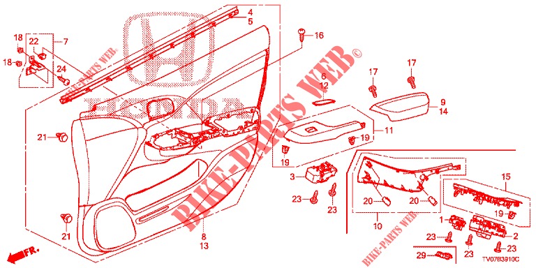 TUERVERKLEIDUNG, VORNE (LH) für Honda CIVIC 1.4 EXECUTIVE 5 Türen 6 gang-Schaltgetriebe 2013