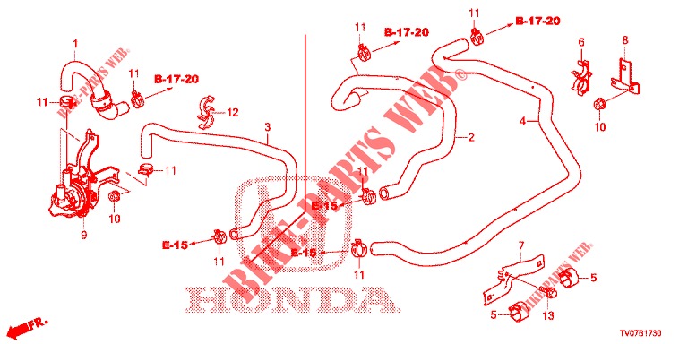 WASSERSCHLAUCH/HEIZUNGSSCHACHT (1.4L) (LH) für Honda CIVIC 1.4 EXECUTIVE 5 Türen 6 gang-Schaltgetriebe 2013