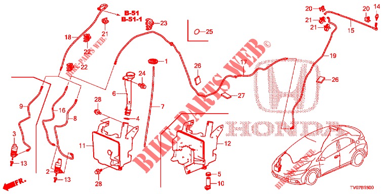 WINDSCHUTZSCHEIBENWASCHER (2D)  für Honda CIVIC 1.4 EXECUTIVE 5 Türen 6 gang-Schaltgetriebe 2013