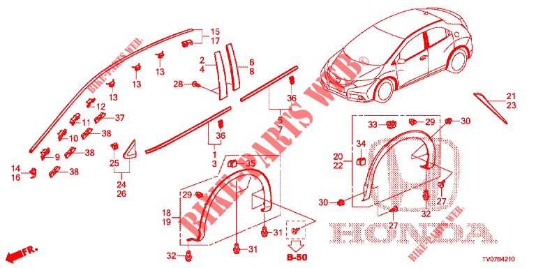 ZIERLEISTE/SCHUTZ  für Honda CIVIC 1.4 EXECUTIVE 5 Türen 6 gang-Schaltgetriebe 2013