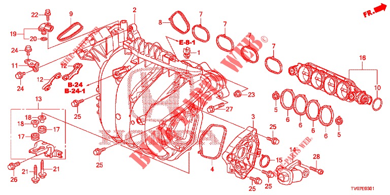 ANSAUGKRUEMMER (1.8L) für Honda CIVIC 1.8 EXECUTIVE 5 Türen 5 gang automatikgetriebe 2013