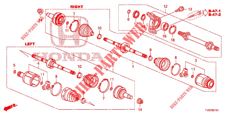 ANTRIEBSWELLE, VORNE/HALBWELLE (1.8L) für Honda CIVIC 1.8 EXECUTIVE 5 Türen 5 gang automatikgetriebe 2013
