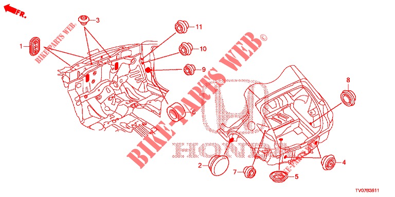 GUMMITUELLE (ARRIERE) für Honda CIVIC 1.8 EXECUTIVE 5 Türen 5 gang automatikgetriebe 2013