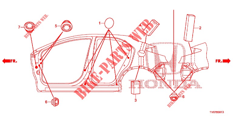 GUMMITUELLE (LATERAL) für Honda CIVIC 1.8 EXECUTIVE 5 Türen 5 gang automatikgetriebe 2013