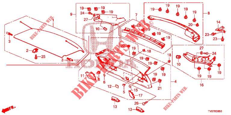 HECKKLAPPENVERKLEIDUNG/ TAFELVERKLEIDUNG, HINTEN(2D)  für Honda CIVIC 1.8 EXECUTIVE 5 Türen 5 gang automatikgetriebe 2013