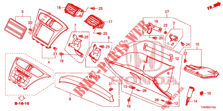 INSTRUMENT, ZIERSTUECK (COTE DE PASSAGER) (LH) für Honda CIVIC 1.8 EXECUTIVE 5 Türen 5 gang automatikgetriebe 2013
