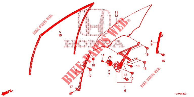 TUERFENSTER, VORNE/REGLER  für Honda CIVIC 1.8 EXECUTIVE 5 Türen 5 gang automatikgetriebe 2013