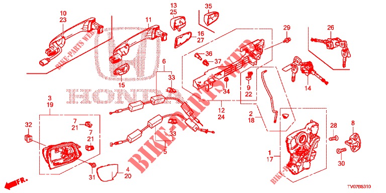TUERSCHLOESSER, VORNE/AEUSSERER GRIFF  für Honda CIVIC 1.8 EXECUTIVE 5 Türen 5 gang automatikgetriebe 2013