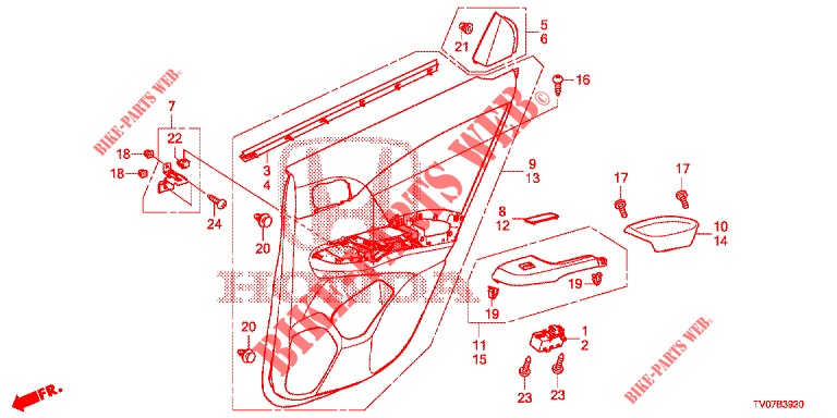 TUERVERKLEIDUNG, HINTEN(4D)  für Honda CIVIC 1.8 EXECUTIVE 5 Türen 5 gang automatikgetriebe 2013