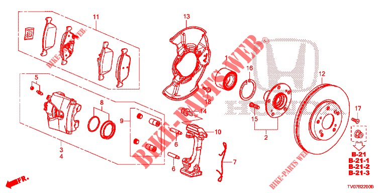 VORDERRADBREMSE  für Honda CIVIC 1.8 EXECUTIVE 5 Türen 5 gang automatikgetriebe 2013