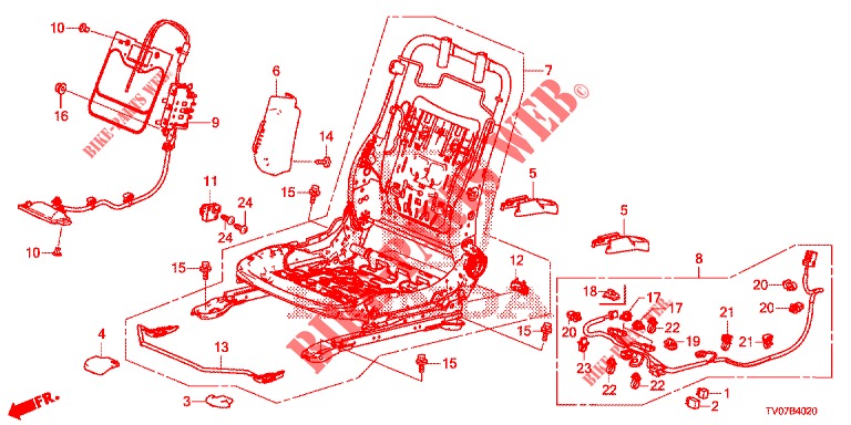 VORNE SITZKOMPONENTEN (D.) (SIEGE REGLAGE MANUEL) für Honda CIVIC 1.8 EXECUTIVE 5 Türen 5 gang automatikgetriebe 2013